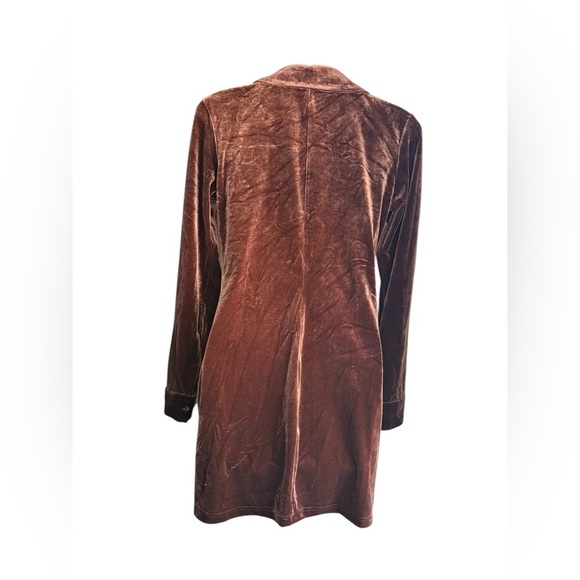 Hers & Mine Chic Long Sleeve velvet button down Dress in chocolate Brown Sz M - Picture 5 of 8